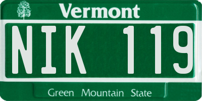 VT license plate NIK119