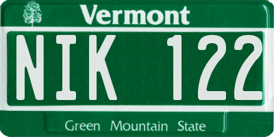 VT license plate NIK122