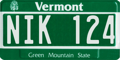 VT license plate NIK124