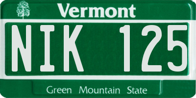 VT license plate NIK125