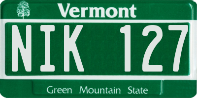 VT license plate NIK127