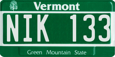 VT license plate NIK133