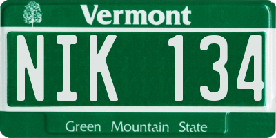 VT license plate NIK134