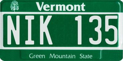 VT license plate NIK135