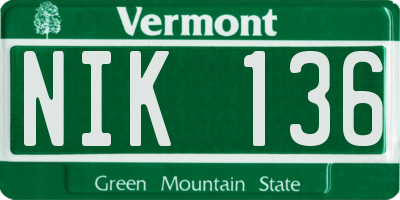 VT license plate NIK136