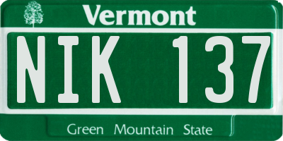 VT license plate NIK137