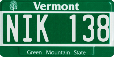 VT license plate NIK138