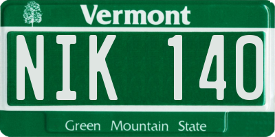 VT license plate NIK140
