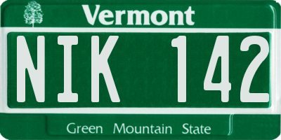 VT license plate NIK142