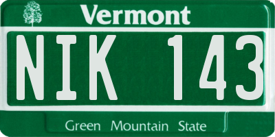 VT license plate NIK143