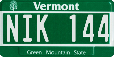 VT license plate NIK144