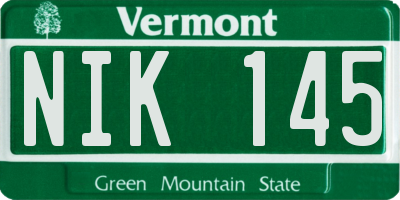 VT license plate NIK145