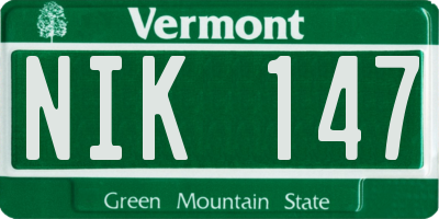 VT license plate NIK147