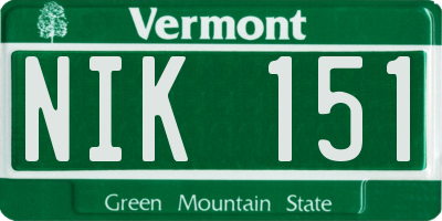 VT license plate NIK151
