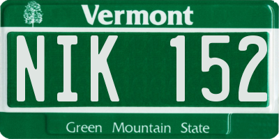 VT license plate NIK152