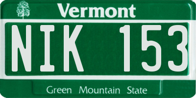 VT license plate NIK153