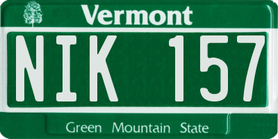 VT license plate NIK157