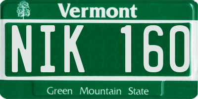 VT license plate NIK160