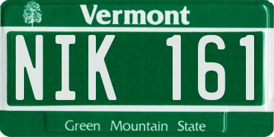 VT license plate NIK161