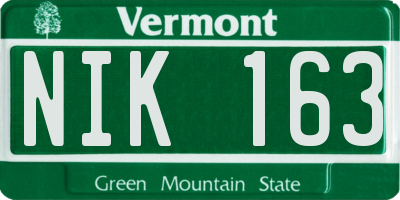 VT license plate NIK163