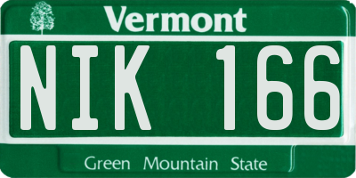 VT license plate NIK166
