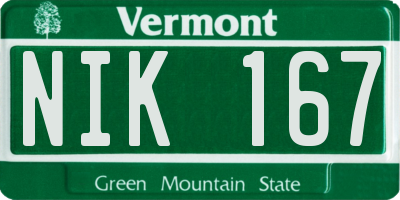 VT license plate NIK167