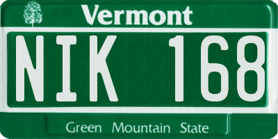 VT license plate NIK168