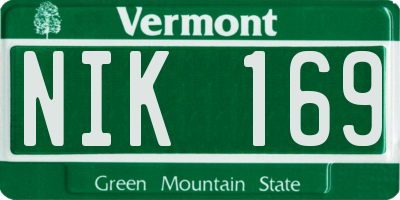 VT license plate NIK169