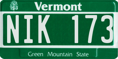 VT license plate NIK173