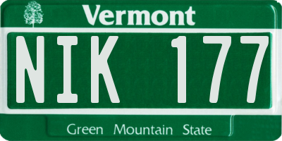VT license plate NIK177