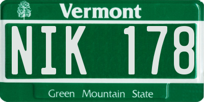 VT license plate NIK178