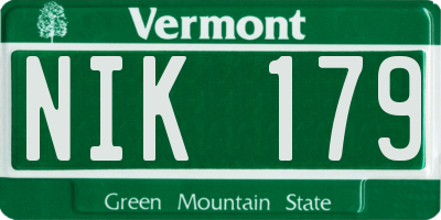 VT license plate NIK179
