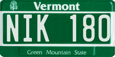 VT license plate NIK180