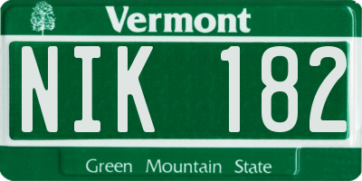 VT license plate NIK182