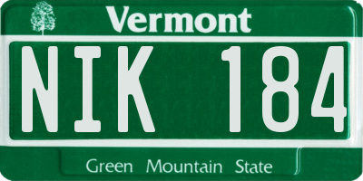 VT license plate NIK184