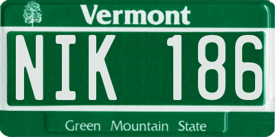VT license plate NIK186