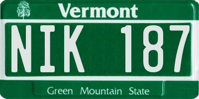 VT license plate NIK187
