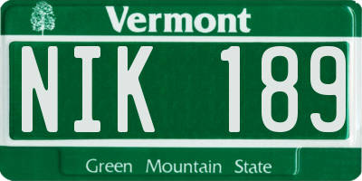 VT license plate NIK189