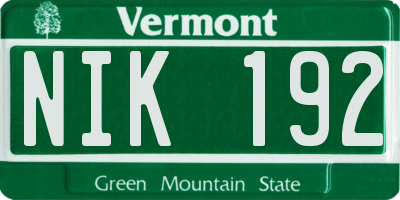 VT license plate NIK192