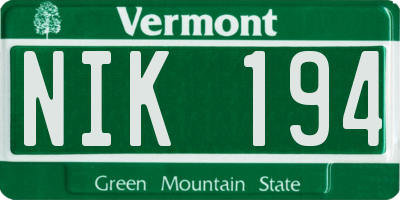 VT license plate NIK194