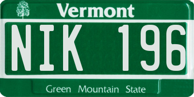 VT license plate NIK196