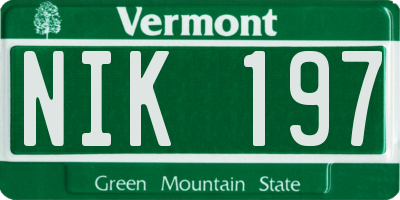 VT license plate NIK197