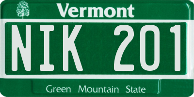 VT license plate NIK201