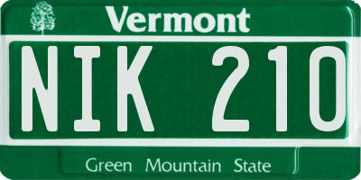 VT license plate NIK210
