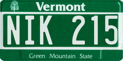 VT license plate NIK215