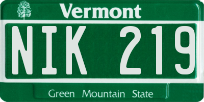 VT license plate NIK219