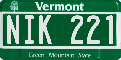 VT license plate NIK221
