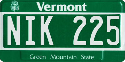 VT license plate NIK225