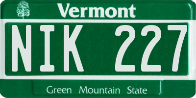 VT license plate NIK227