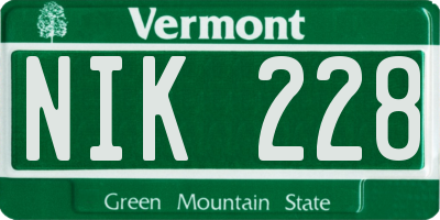 VT license plate NIK228